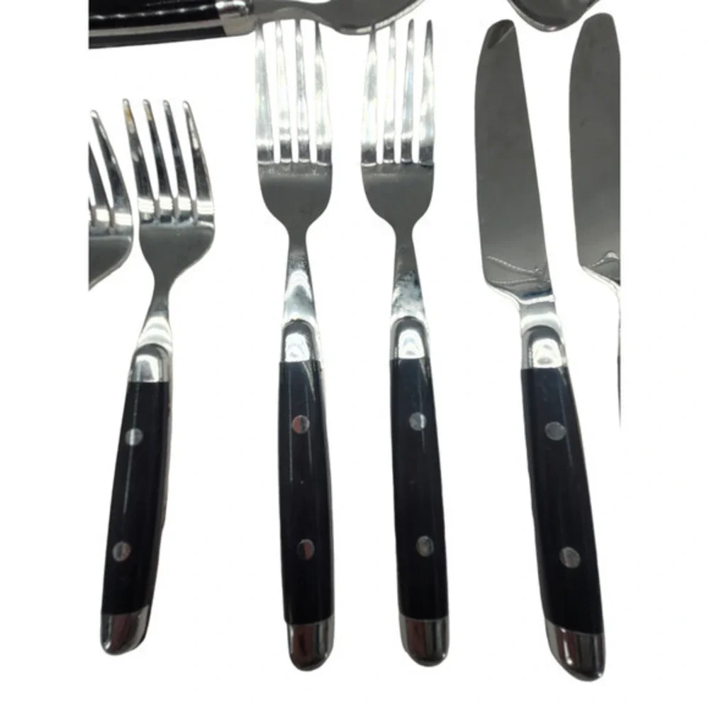 Cambridge Silversmiths Jubilee Black Handle Flatware Set Service for‎ 2 2-2